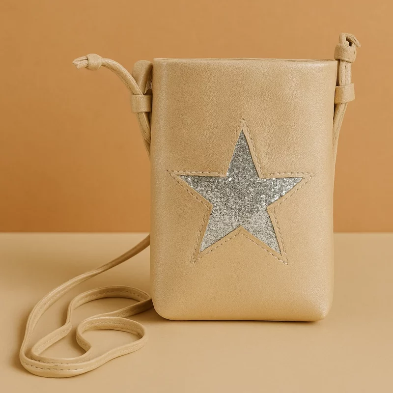 Petit Sac à Main Bandoulière avec Étoile Pailletée - Beige