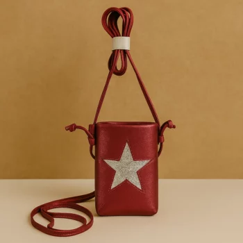 Petit Sac à Main Bandoulière avec Étoile Pailletée - Bordeaux