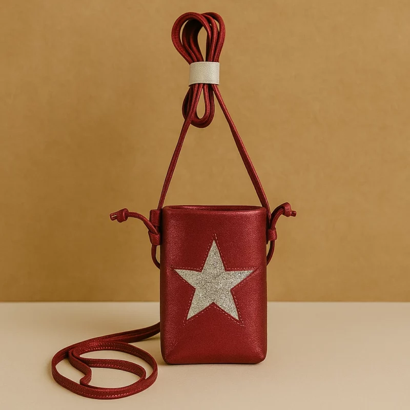 Petit Sac à Main Bandoulière avec Étoile Pailletée - Bordeaux