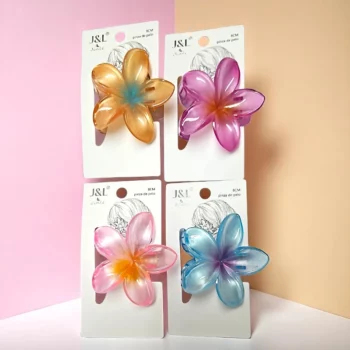 Carton de 12 (soit 1,25€ Le Coffret) : Pinces à Cheveux Fleur – 4 Couleurs Assorties (3 par Couleur) – Image 4