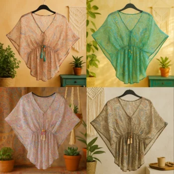 Lot de 10 (Soit 2,20€ Pièce) Mélange de Couleur de Top Manches courtes Chauve-Souri - Motif Paisley coloré