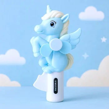 Lot de 12 (soit 1,10€ pièce) : Mini Ventilateurs Manuels – Modèle Licorne