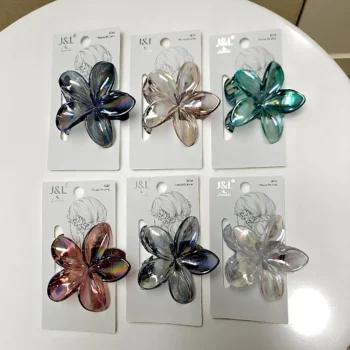 Carton de 12 (soit 1,25€ Le Coffret) : Pinces à Cheveux Fleur – 6 Couleurs Assorties (2 par Couleur) – Image 5