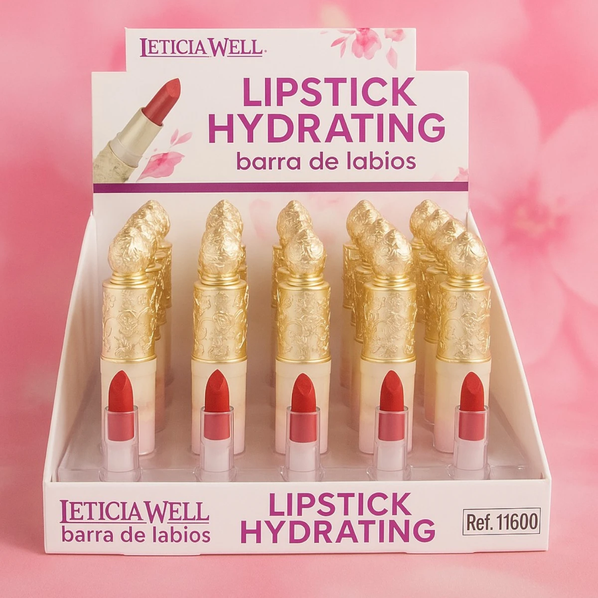 rouge à lèvres léticia well hydrating 11600 3 Présentoir de 24 (0,75€ pièce) : Rouge à Lèvres Hydratant – LETICIA WELL – Image 1