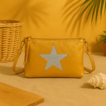 Petit Sac à Main Simili Peau Brillante avec Étoile - Doré