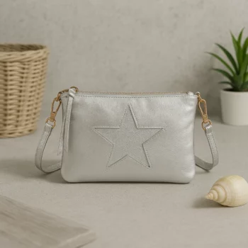 Petit Sac à Main Simili Peau Brillante avec Étoile - Argenté