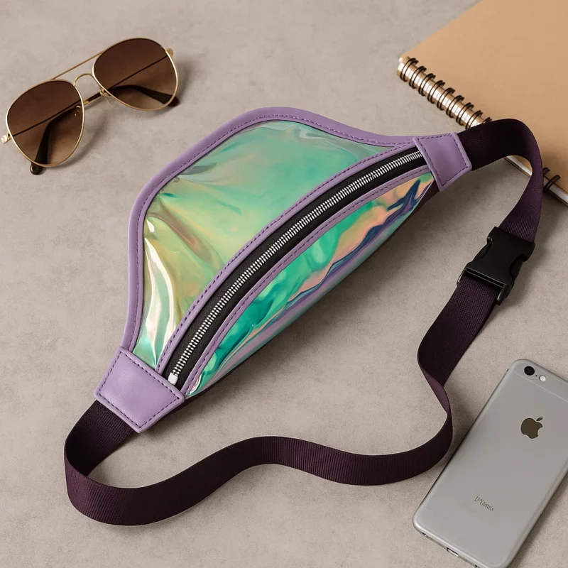 Sac Banane Compact Effet Brillant – 30×10×8 cm - Mauve