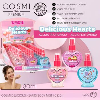 Présentoir de 24 (soit 1,80€ pièce) : Brumes Corporelles Pailletées – COSMI Milano – 80ml – Image 2