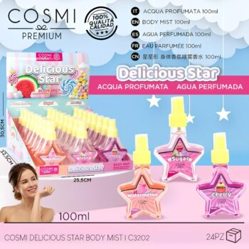 Présentoir de 24 : Brume parfumée COSMI DELICIOUS STAR 100ml – Image 2