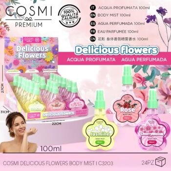 Présentoir de 24 : Brume parfumée COSMI DELICIOUS FLOWERS 100ml – Image 2