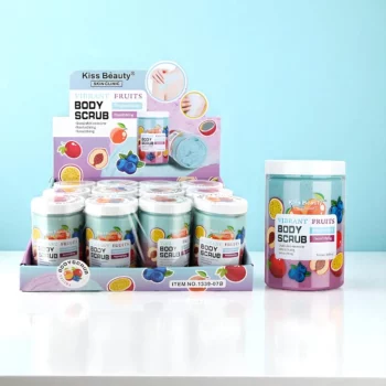 Présentoir de 12 (2,80€ unité) : Gommage corps nourrissant & régénérant – Fruits bleus – Kiss Beauty