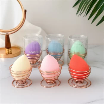 Lot de 24 (soit 1,17€ Pièce) : Éponge de Maquillage Œuf Coloré + Support – Image 2