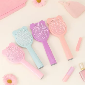Carton de 12 (soit 1,95€ Pièce) : Brosse à Cheveux Rondes Colorées OREILLES FANTAISIES