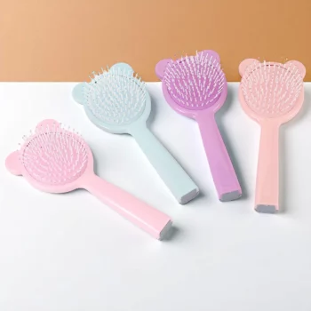 Carton de 24 (soit 1,45€ Pièce) : Brosse à Cheveux Rondes Colorées OREILLES FANTAISIES – Image 2