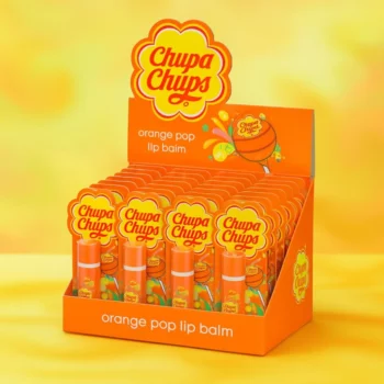 Lot de 24 (soit 1,35€ Pièce) : Baume à Lèvres Chupa Chups Orange Pop sur Carte