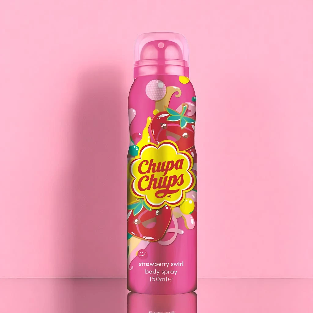 CHUPA CHUPS BODY SPRAY fraise Lot de 6 (2,85€ Pièce) : Body Sprays Chupa Chups Fraise Gourmande – 150 ml – Image 1
