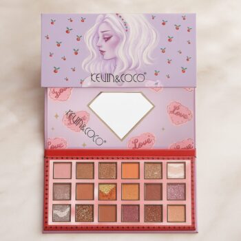 Lot de 4 (3,70€ Pièce) : PALETTE D'OMBRES À PAUPIÈRES 18 COULEURS – CHERRY ROMANCE – KEVIN & COCO