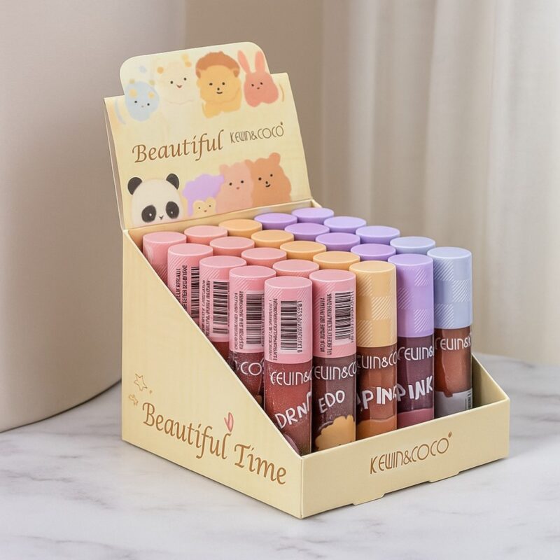 Présentoir de 24 (1,52€ Pièce) : Gloss pour lèvres BEAUTIFUL TIME – Kevin & Coco