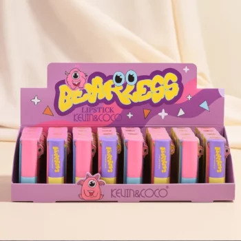 Présentoir de 32 (1,52€ Pièce) : Rouge à lèvres Velours & Transparent BEARLESS – Kevin & Coco