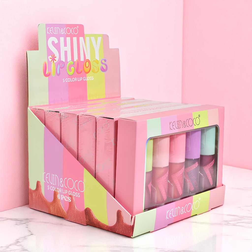 KC246748 5 COLOR SHINY LIP 2 Présentoir de 6 (4€ le Set) : Set 5 Gloss à lèvres SHINNY – Kevin & Coco – Image 3