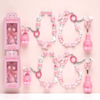 Présentoir de 12 (2,70€ Pièce) : Gloss pour lèvres OURSON attaché au bracelet – Kevin & Coco – Image 2