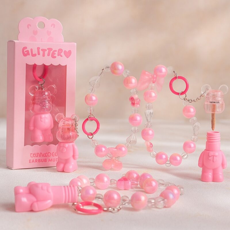 Présentoir de 12 (2,70€ Pièce) : Gloss pour lèvres OURSON attaché au bracelet – Kevin & Coco