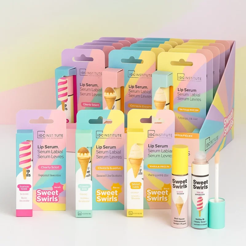 Présentoir de 18 (2,65€ Pièce) :  Lip Serums SWEET SWIRLS – IDC Institute