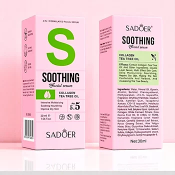 Lot de 5 (1,98€ Pièce) :  Sérums Visage 2 en 1 Huile d’Arbre à Thé + Collagène 30 ml – Sadoer – Image 2