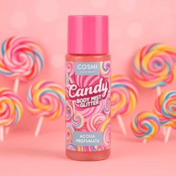 Présentoir de 12 (soit 1,90€ pièce) : Brumes Corporelles Pailletées "CANDY" – COSMI Milano