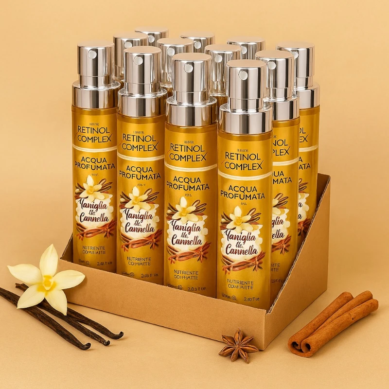 Lot de 12 (2,35€ Pièce) : Brumes Parfumées VANILLE & CANNELLE 75 ml – Retinol Complex