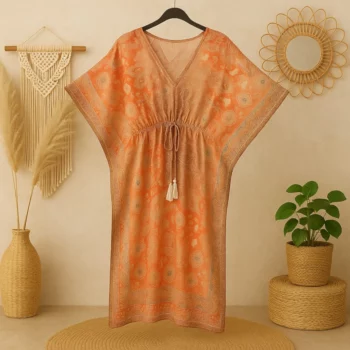 Lot de 5 Couleurs mélangées (3,50€ Pièce) : Robe style CAFTAN motif ethnique Couleurs Aléatoires MADE IN INDIA – Image 2