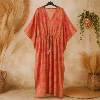 Lot de 5 Couleurs mélangées (3,50€ Pièce) : Robe style CAFTAN motif ethnique Couleurs Aléatoires MADE IN INDIA – Image 6