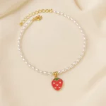 Lot de 6 (2,10€ Pièce) : Colliers Perles Blanches avec Petit Pendentif Fruit coloré – Acier Inoxydable