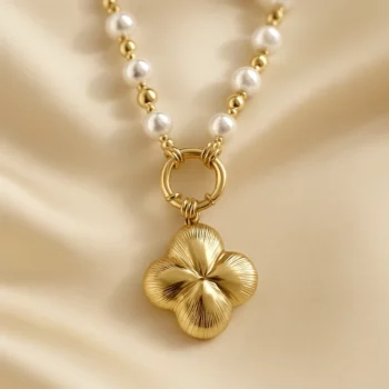 Lot de 12 (1,80€ Pièce) : Bracelet Doré avec Gros Pendentif Estival – Perles Blanches & Dorées – Acier Inoxydable – Image 4