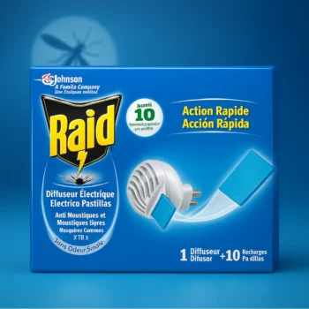 Lot de 6 (6,80€ unité) : Appareil Électrique Anti-Moustiques + 10 Pastilles Recharges – RAID