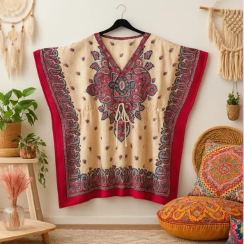 Lot de 6 Couleurs mélangées (1,80€ Pièce) : Tunique style CAFTAN Motif Paisley Couleurs Aléatoires MADE IN INDIA – Image 2