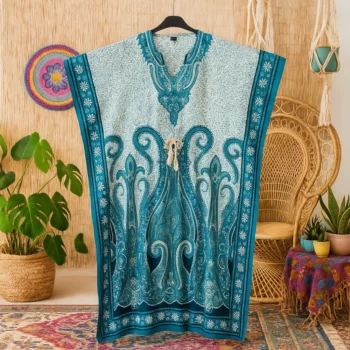 Lot de 6 Couleurs mélangées (2€ Pièce) : Robe style CAFTAN Grand motif arabesque Couleurs Aléatoires MADE IN INDIA – Image 2