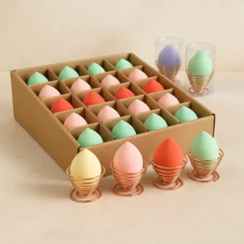 Lot de 24 (soit 1,17€ Pièce) : Éponge de Maquillage Œuf Coloré + Support
