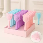 Carton de 24 (soit 1,45€ Pièce) : Brosse à Cheveux Rondes Colorées OREILLES FANTAISIES