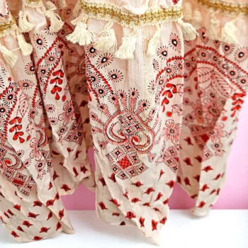 Robe longue Rose Manches 3/4 Motif Mandala Floral Rouge MADE IN INDIA – Image 4
