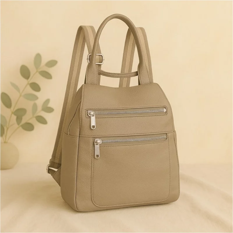 Sac à Main / Sac à Dos Polyvalent Femme – Modèle Marron Élégance Urbaine