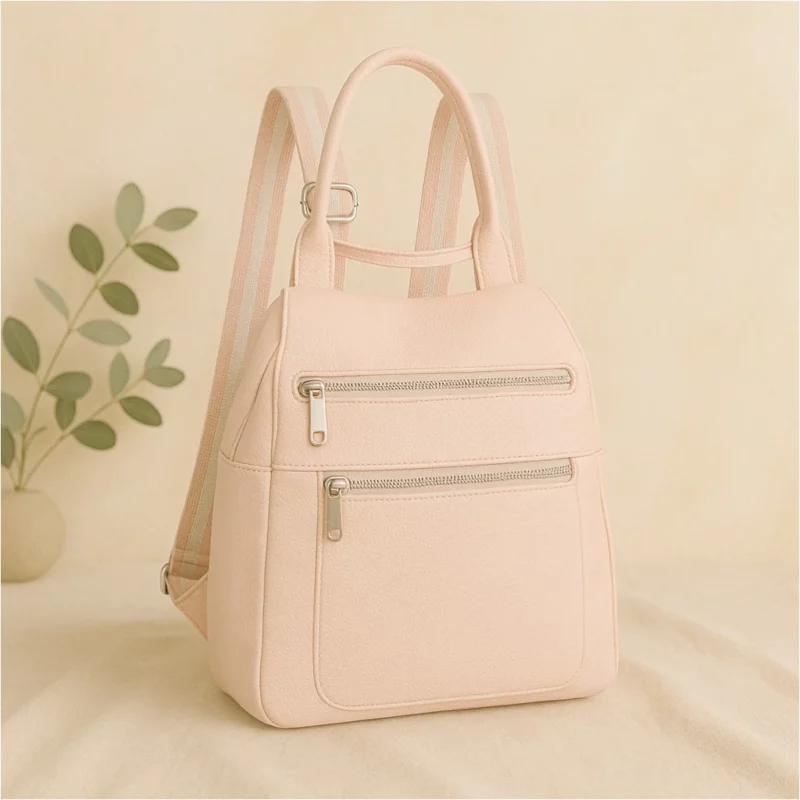 Sac à Main / Sac à Dos Polyvalent Femme – Modèle Rose Élégance Urbaine