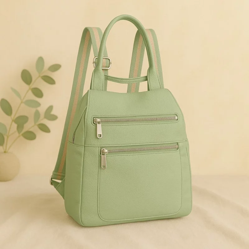 Sac à Main / Sac à Dos Polyvalent Femme – Modèle Vert Élégance Urbaine
