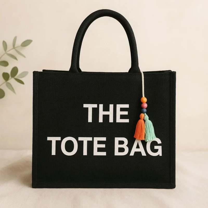 Sac à Main en Toile Noir – THE TOTE BAG