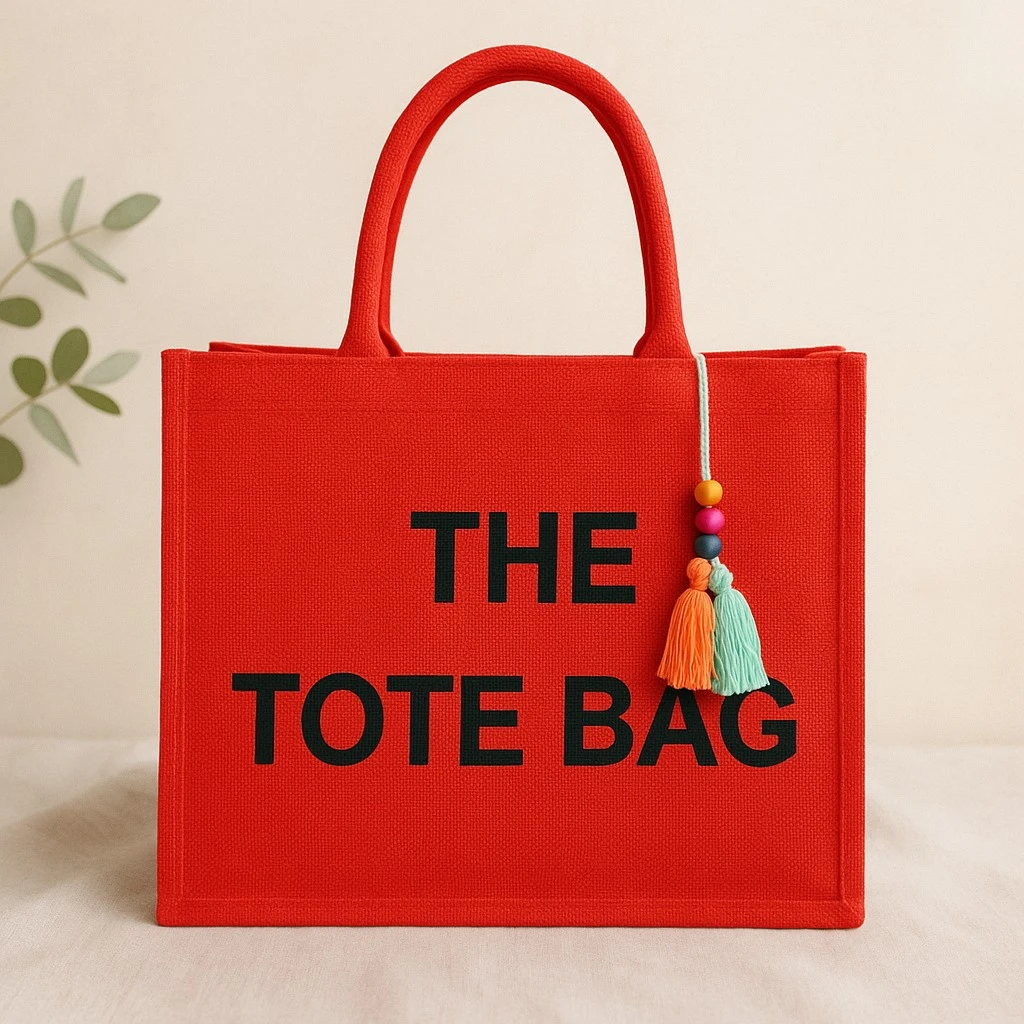 sac a main the tote bag en toile rouge Sac à Main en Toile Rouge – THE TOTE BAG – Image 1