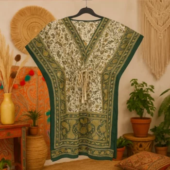 Lot de 6 Couleurs mélangées (2,80€ Pièce) : Tunique style CAFTAN Motif Petit Paisley Couleurs Aléatoires MADE IN INDIA
