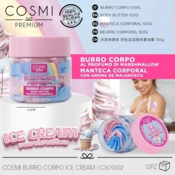 Lot de 6 (3,40€ unité) : Beurre corporel Ice Cream Marshmallow – Cosmi Premium – 100 ml – Image 2