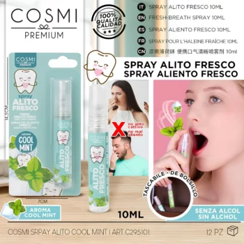 Lot de 12 (1,85€ unité) : Spray haleine fraîche Fresco Cool Mint 10ml – Cosmi Premium – Image 2