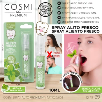 Lot de 12 (1,85€ unité) : Spray haleine fraîche Fresco Fresh Mint 10ml – Cosmi Premium – Image 2