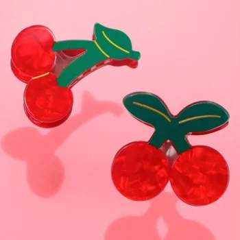 Carton de 12 (soit 1,25€ La Pince) : Pinces à Cheveux Motifs Cerises - 7cm – Image 2